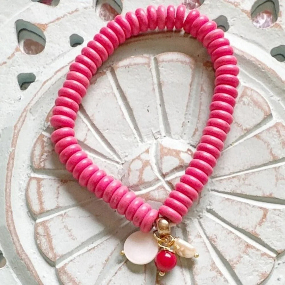 Red turquoise beaded bracelet/multi charms pendant/rustic/Western/boho - Picture 1 of 8